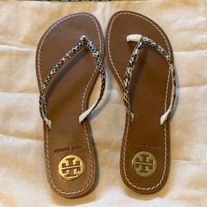 Tory Burch Snakeskin Print Sandals